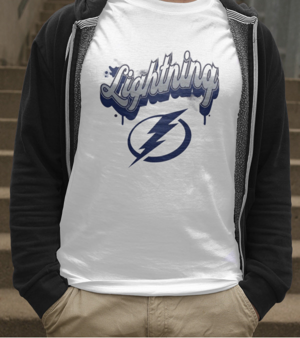 Lightning Script Blue Bolt Bubbly Tampa Bay T-Shirt
