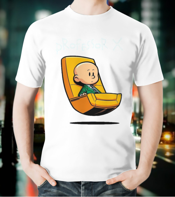 Professor X Cartoon Style In Yellow Chair T-Shirt