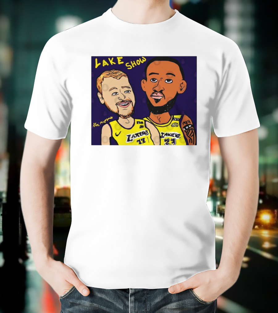 LeBron James And Luka Dončić Lake Show Lakers Cartoon Art 23 77 T-Shirt