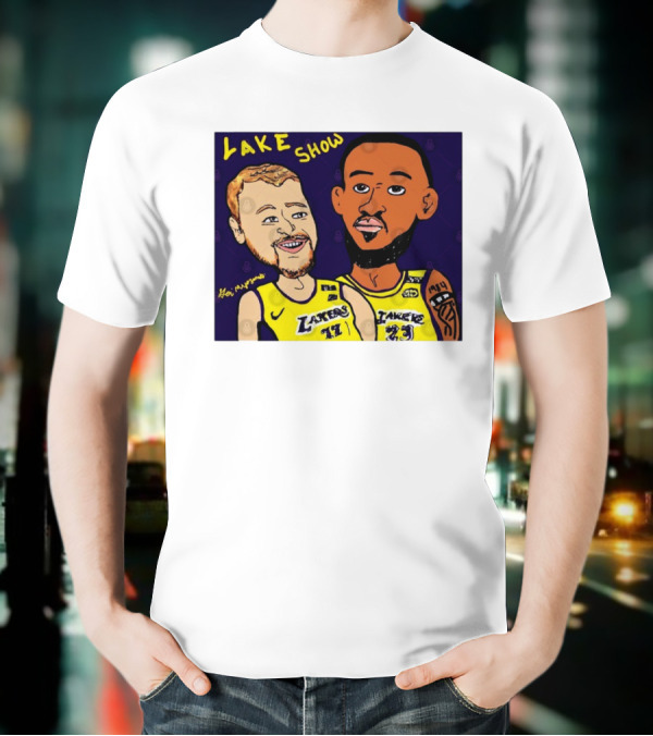 LeBron James And Luka Dončić Lake Show Lakers Cartoon Art 23 77 T-Shirt