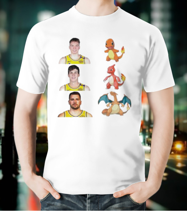 Lakers Evolution Dalton Knecht Charmander Austin Reaves Charmeleon Luka Doncic Charizard T-Shirt
