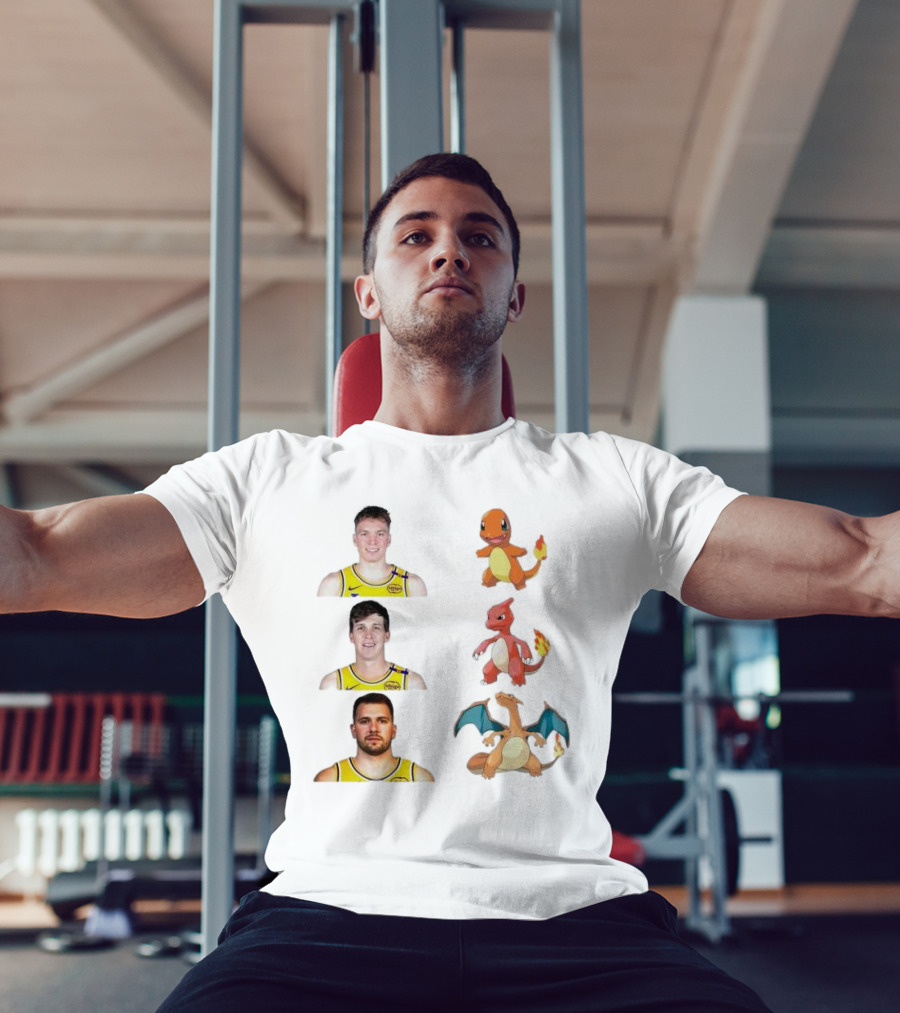 Lakers Evolution Dalton Knecht Charmander Austin Reaves Charmeleon Luka Doncic Charizard T-Shirt