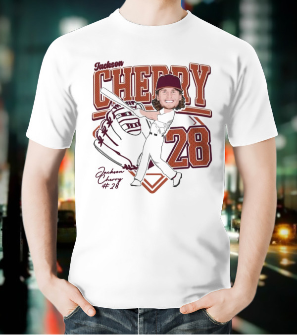 Cherry Baseball Jackson #28 Player Portrait 2025 T-Shirt