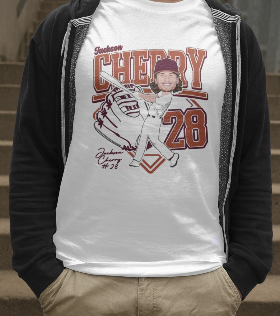 Cherry Baseball Jackson #28 Player Portrait 2025 T-Shirt