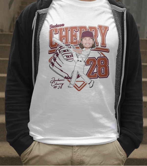 Cherry Baseball Jackson #28 Player Portrait 2025 T-Shirt