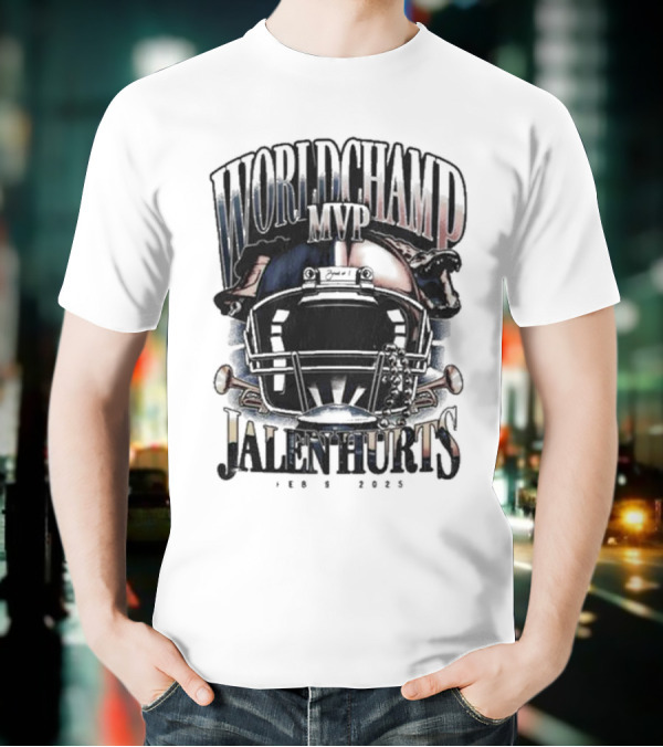 World Champ MVP Helmet Jalen Hurts Feb 9 2025 T-Shirt