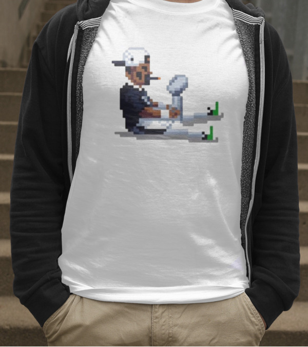 Jalen Hurts Philadelphia Eagles Champs 2025 Pixel Pigskin Player Holding Trophy T-Shirt