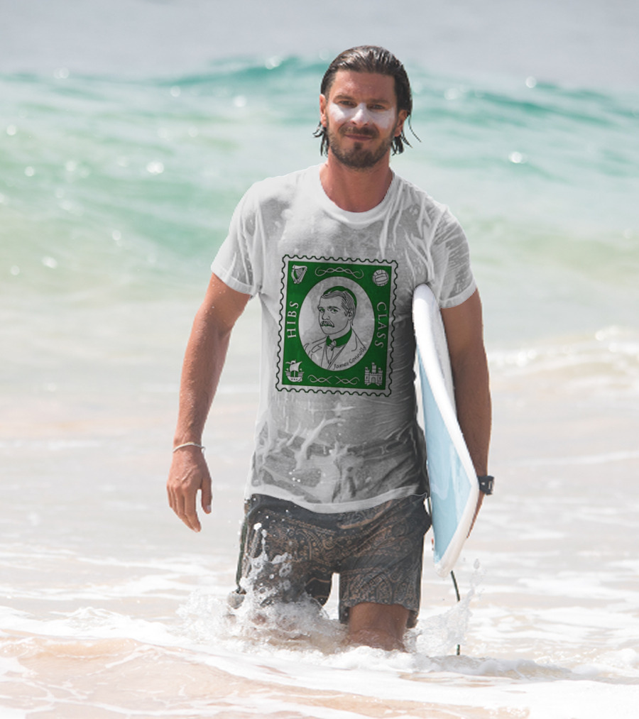 James Connolly Hibs Class Stamp With Harp, Ball, Ship, Castle Symbols T-Shirt