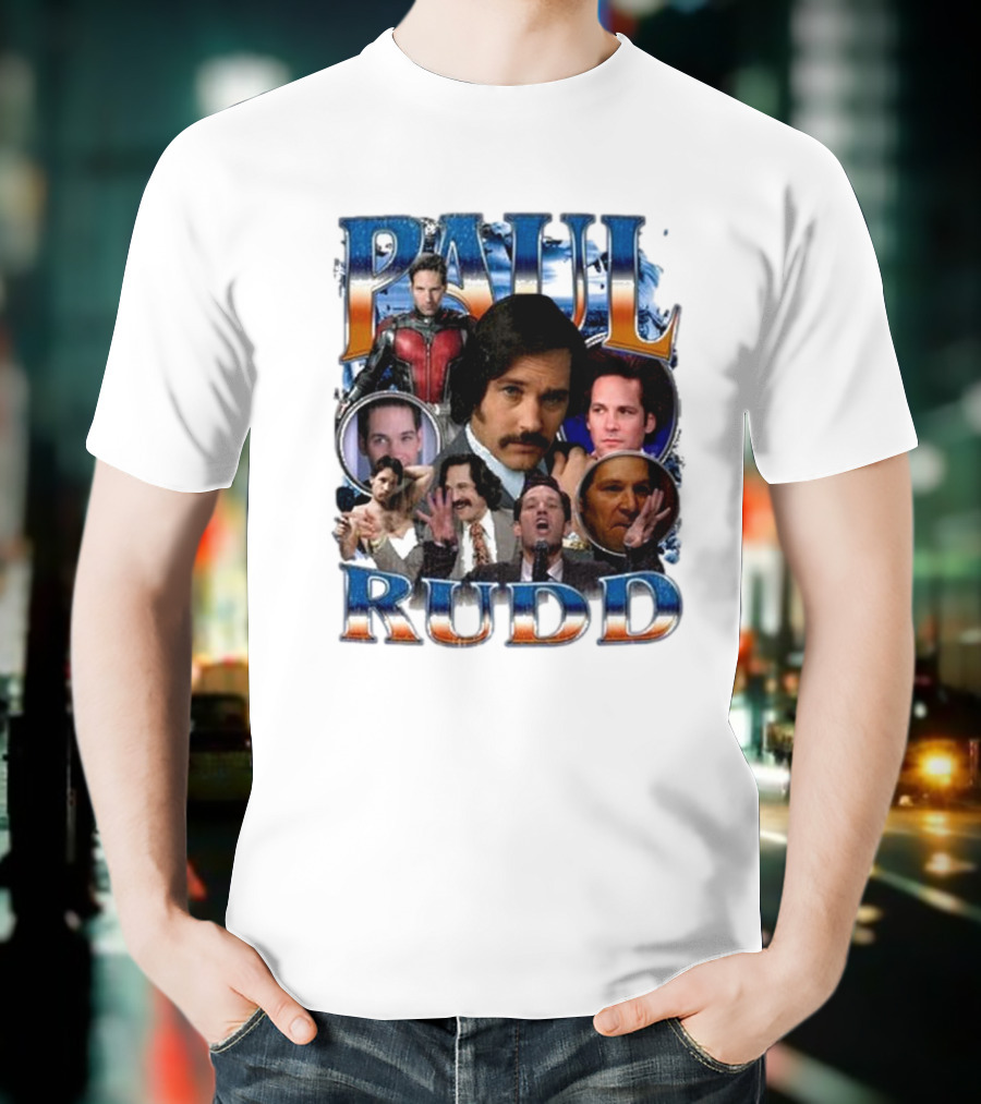 Paul Rudd 90’s Bootleg Ant-Man Anchor Improv Comedy Collage T-Shirt