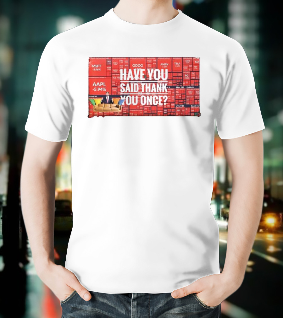 JD Vance Have You Said Thank You Once Stock Market Red Decline Background T-Shirt
