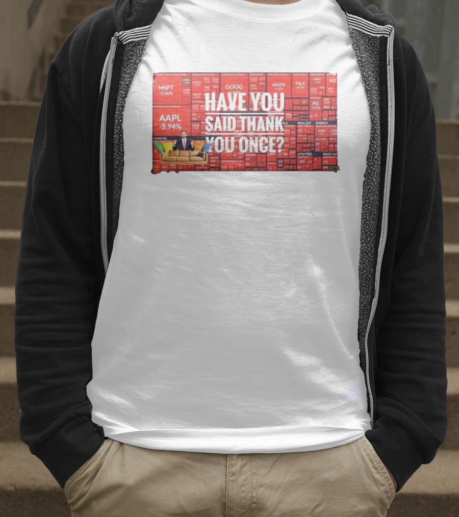 JD Vance Have You Said Thank You Once Stock Market Red Decline Background T-Shirt