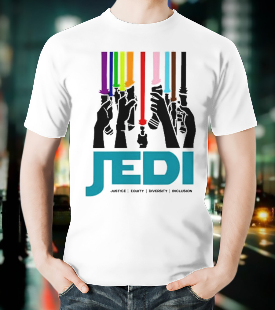 Jedi Justice Equity Diversity Inclusion Lightsaber Colors T-Shirt