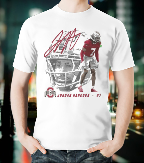 Ohio State Football Jordan Hancock #7 Player Signature T-Shirt