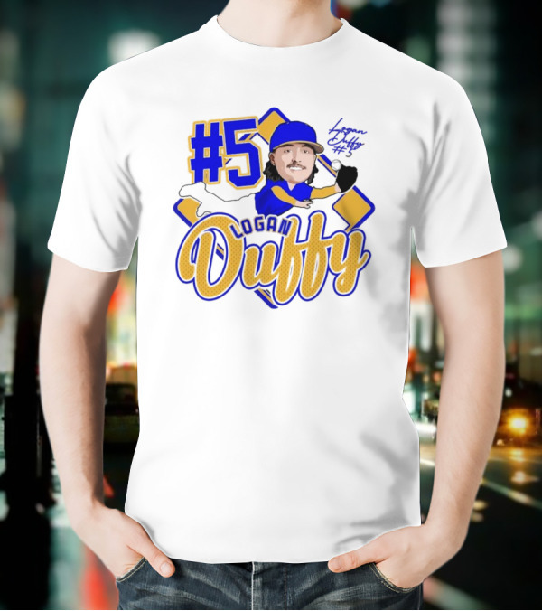 Logan Duffy #5 Baseball Player Illustration 2025 T-Shirt