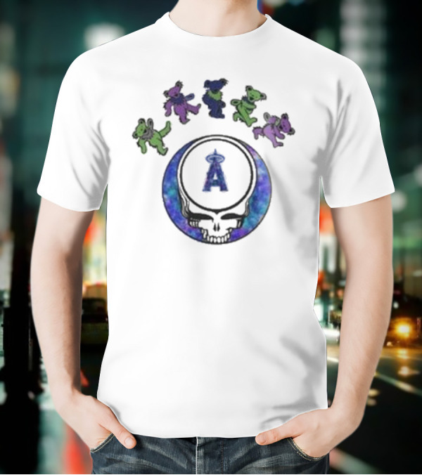 Los Angeles Angels 2025 Grateful Dead Skull Bears Night Baseball T-Shirt