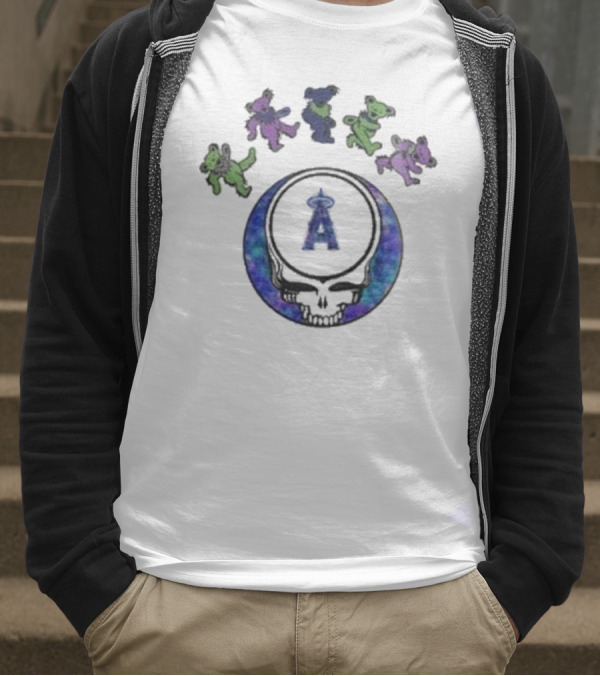 Los Angeles Angels 2025 Grateful Dead Skull Bears Night Baseball T-Shirt