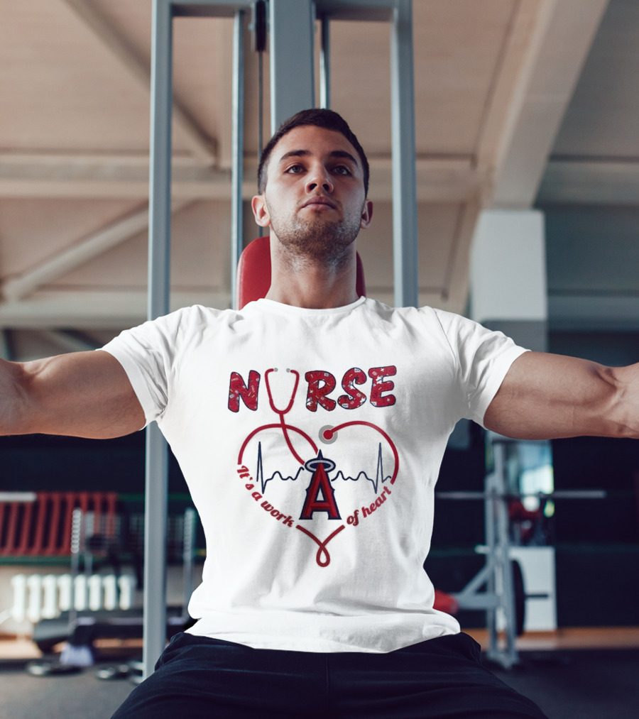 Los Angeles Angels Nurse Heartbeat Stethoscope 2025 Appreciation Night Baseball T-Shirt