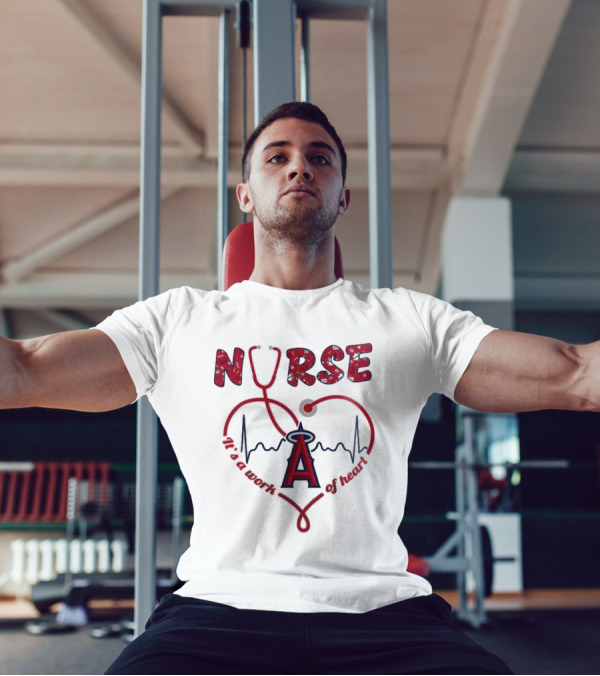 Los Angeles Angels Nurse Heartbeat Stethoscope 2025 Appreciation Night Baseball T-Shirt