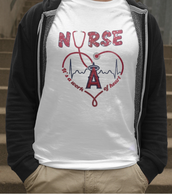 Los Angeles Angels Nurse Heartbeat Stethoscope 2025 Appreciation Night Baseball T-Shirt