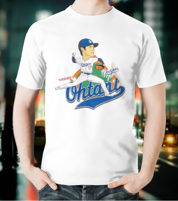 Los Angeles Dodgers Shohei Ohtani Cartoon Player Dodgers Ohtani T-Shirt
