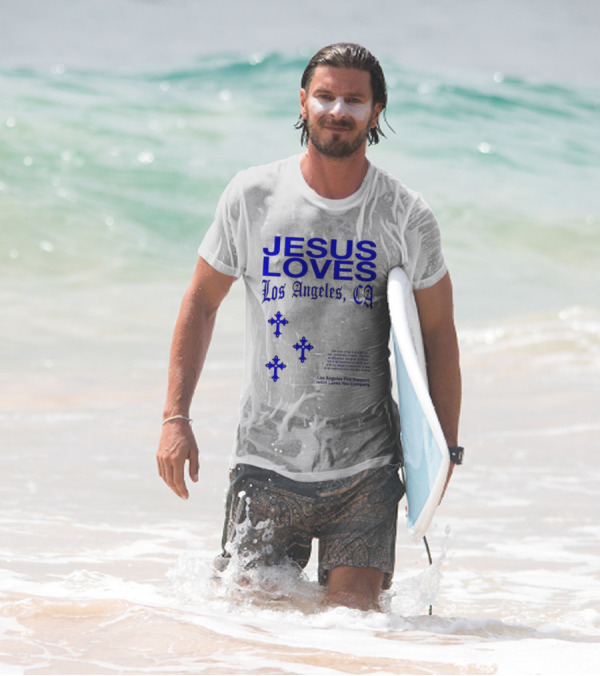 Jesus Loves Los Angeles CA Fire Support Crosses T-Shirt