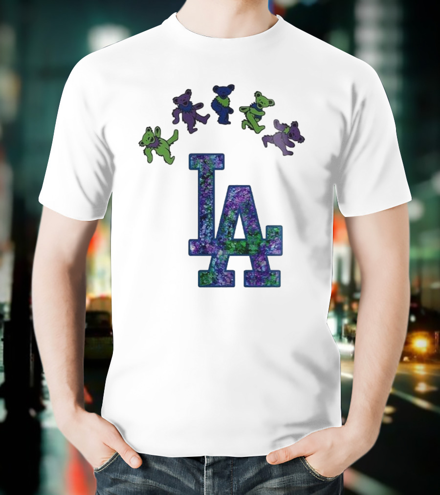 Los Angeles Dodgers Grateful Dead Night 2025 LA Logo Dancing Bears T-Shirt