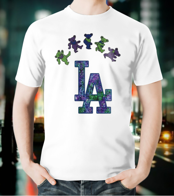 Los Angeles Dodgers Grateful Dead Night 2025 LA Logo Dancing Bears T-Shirt