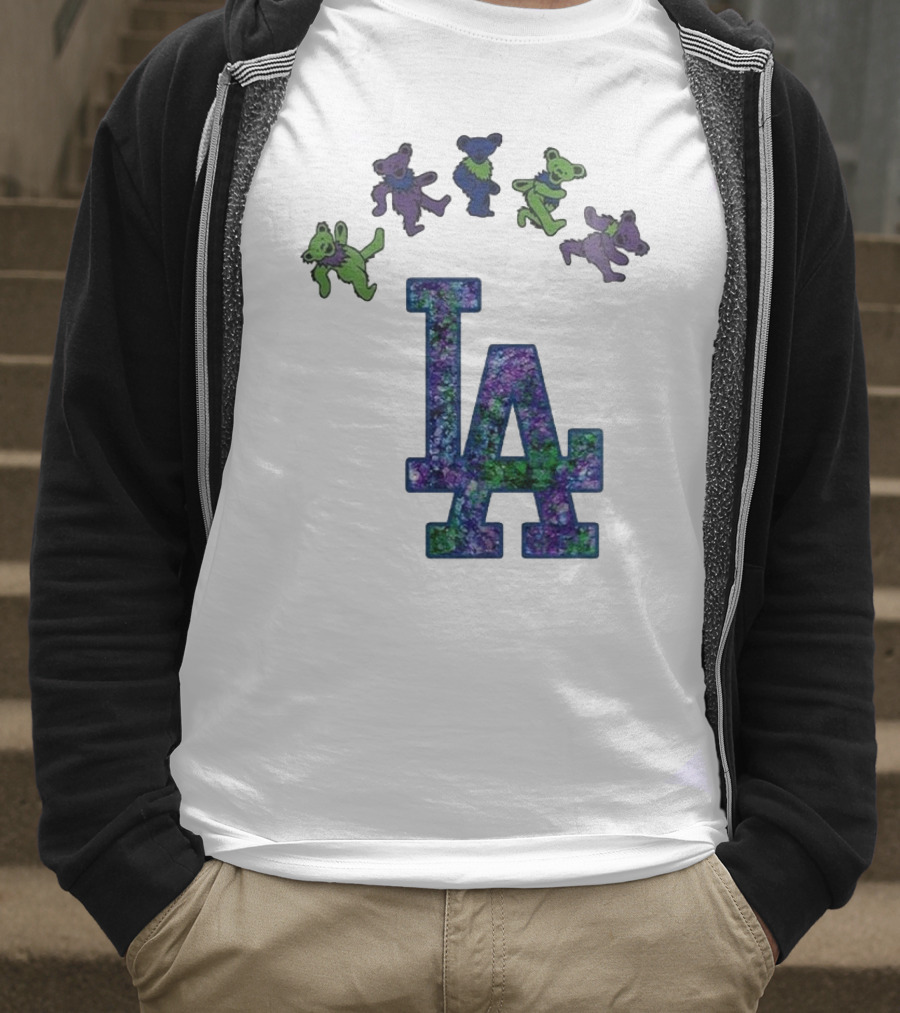 Los Angeles Dodgers Grateful Dead Night 2025 LA Logo Dancing Bears T-Shirt