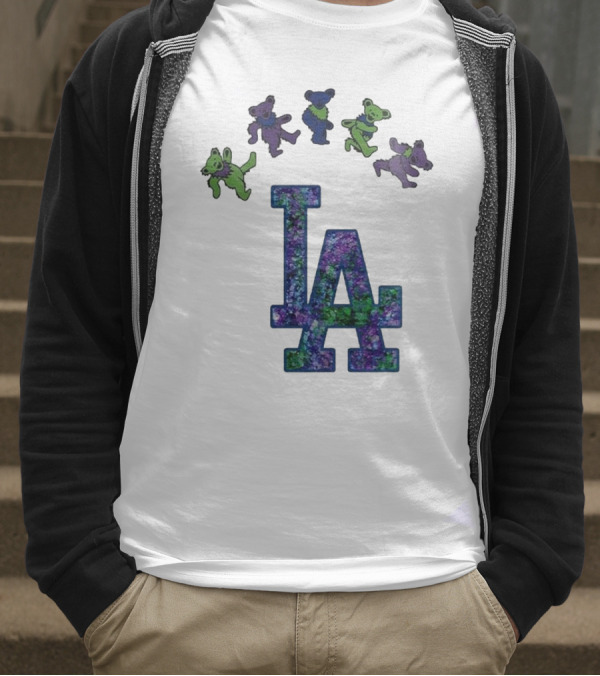Los Angeles Dodgers Grateful Dead Night 2025 LA Logo Dancing Bears T-Shirt