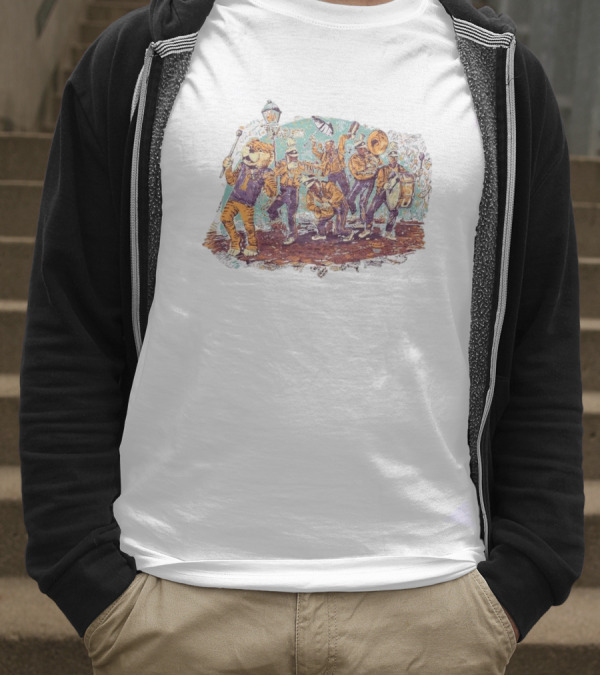 LSU Tigers Football Mardi Gras 2025 Band Parade Celebration T-Shirt