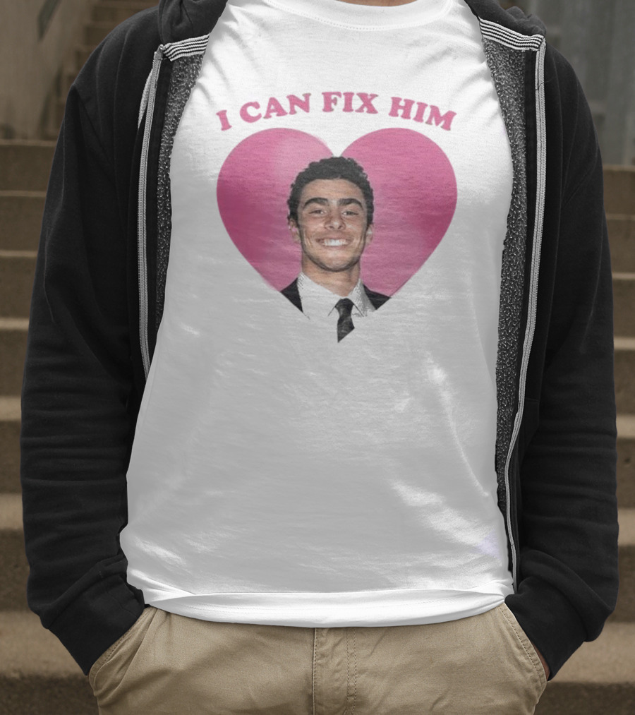 Luigi Mangione I Can Fix Him Pink Heart Background T-Shirt