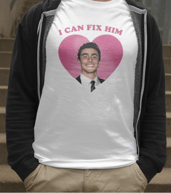 Luigi Mangione I Can Fix Him Pink Heart Background T-Shirt