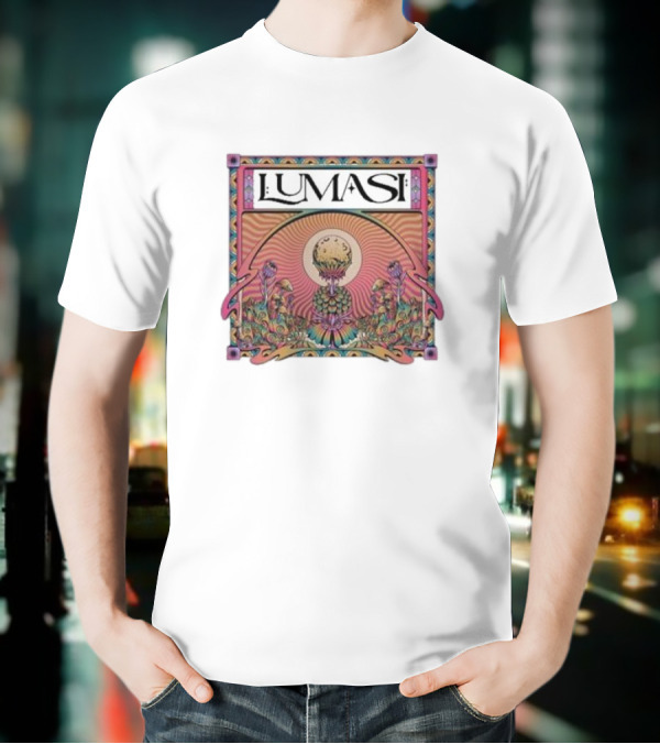 Lumasi Psychedelic Sun And Moon With Floral Elements T-Shirt
