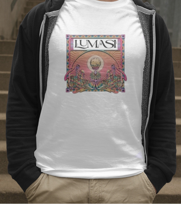 Lumasi Psychedelic Sun And Moon With Floral Elements T-Shirt