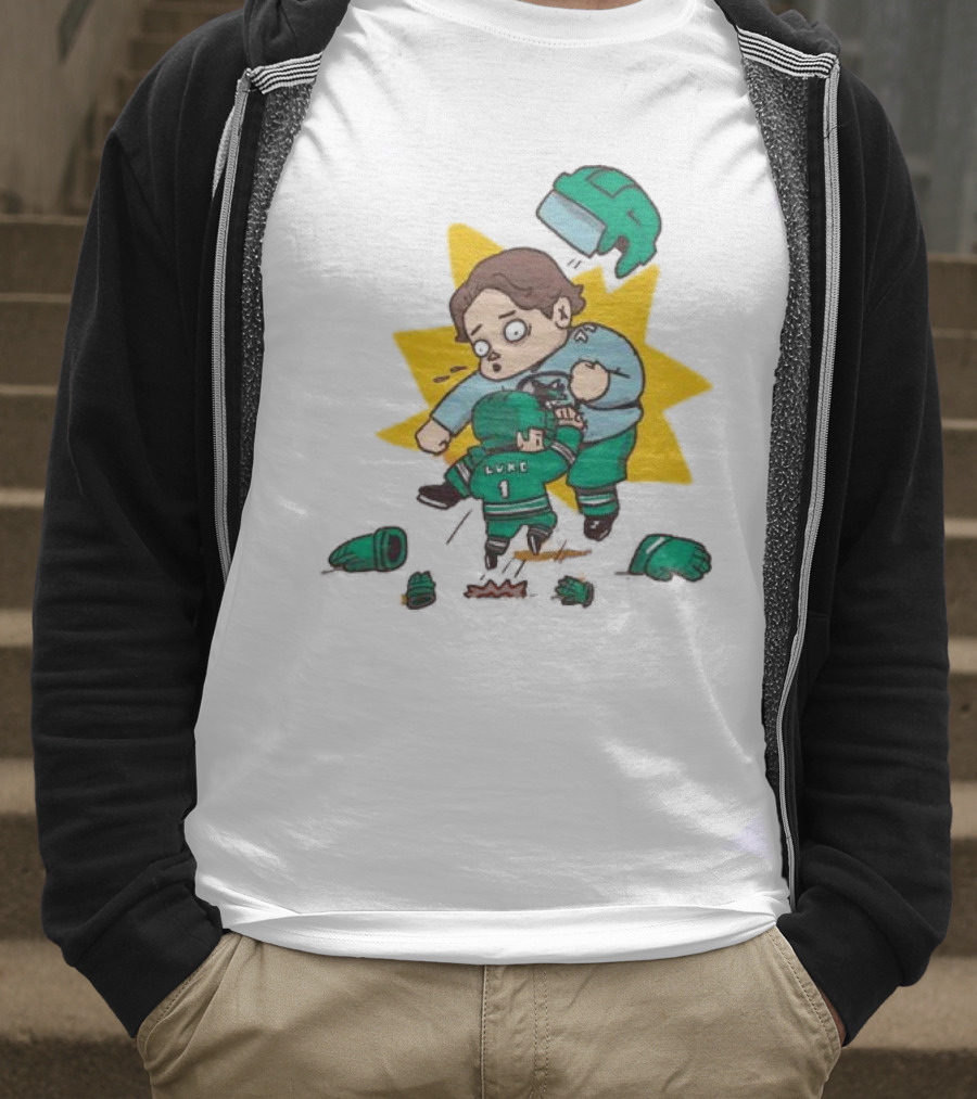 Mack Attacked Macklin Celebrini San Jose Sharks Cartoon Fight T-Shirt