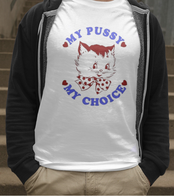 Maison Rapito My Pussy My Choice Cat Drawing And Polka Dot Bow T-Shirt