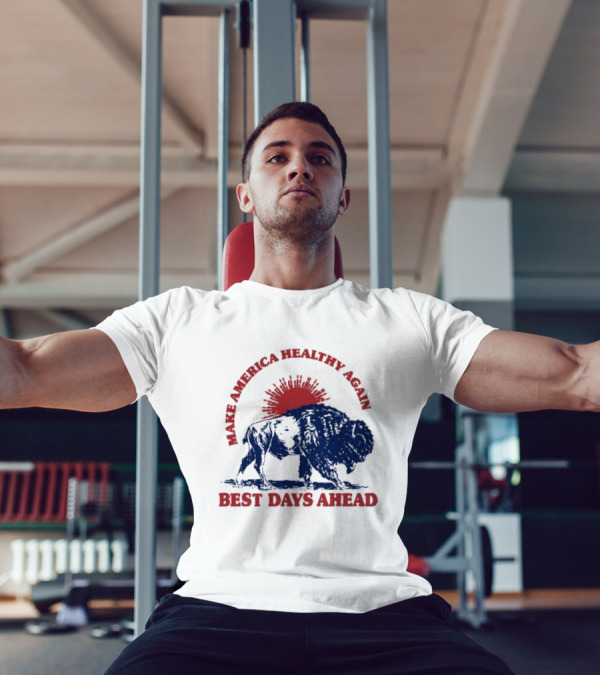 Make America Healthy Again Best Days Ahead Buffalo Bison Sunburst T-Shirt