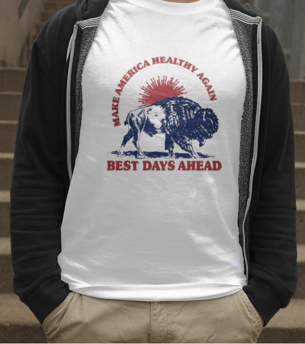 Make America Healthy Again Best Days Ahead Buffalo Bison Sunburst T-Shirt