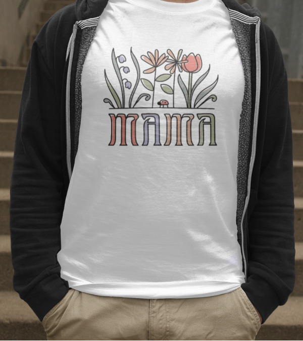 Mama Flower Garden With Ladybug Mother's Day T-Shirt