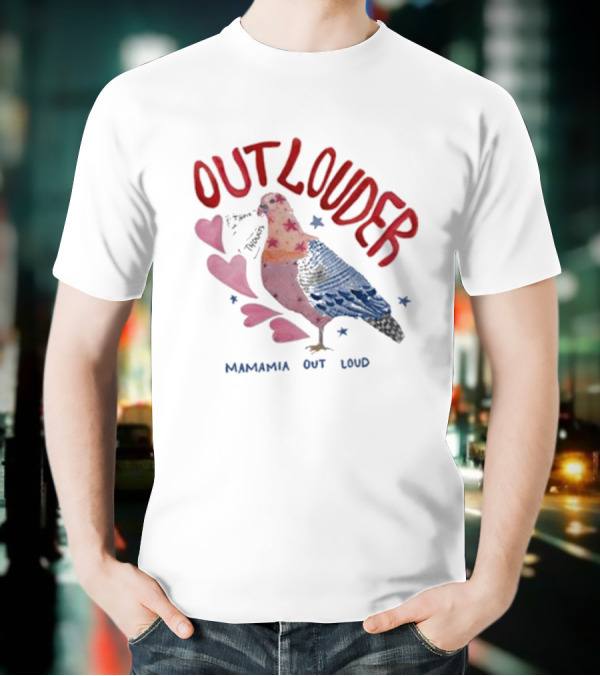 Mamamia Out Loud Outlouder Pigeon With Hearts And Stars T-Shirt