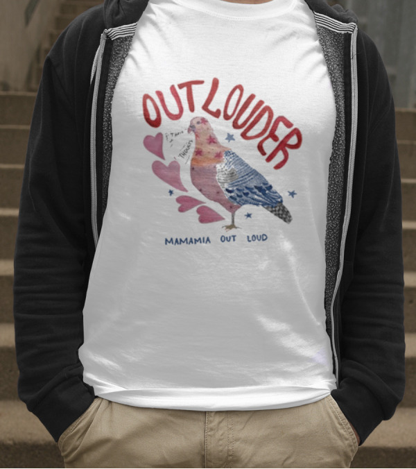 Mamamia Out Loud Outlouder Pigeon With Hearts And Stars T-Shirt