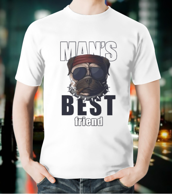 Man's Best Friend Bulldog With Bandana And Sunglasses T-Shirt