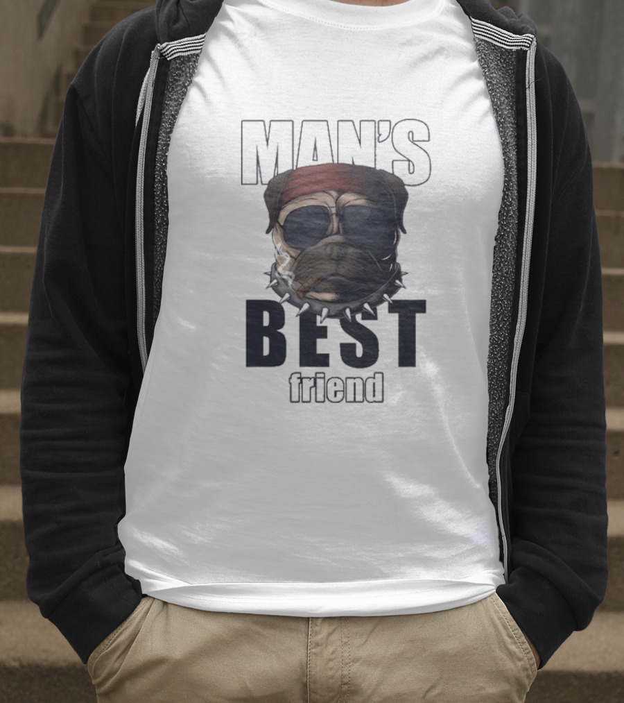 Man's Best Friend Bulldog With Bandana And Sunglasses T-Shirt