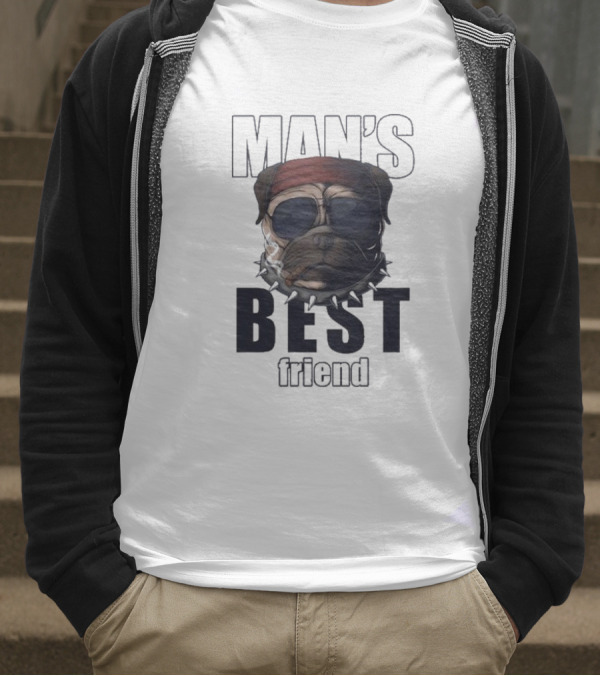 Man's Best Friend Bulldog With Bandana And Sunglasses T-Shirt