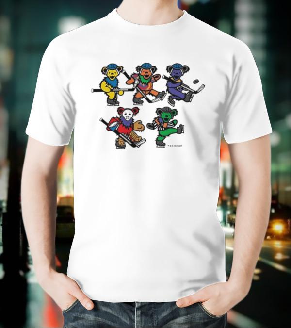 Market Sherwood Grateful Dead Dancing Bears Colorful Collaboration T-Shirt