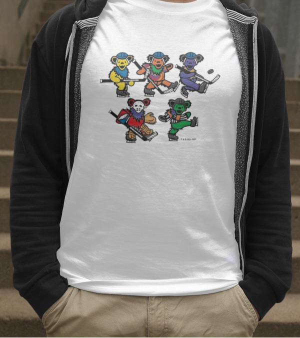 Market Sherwood Grateful Dead Dancing Bears Colorful Collaboration T-Shirt