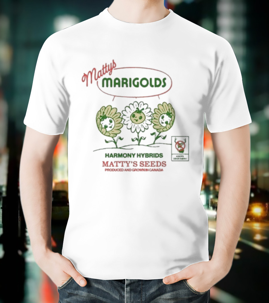Matty's Marigolds Harmony Hybrids Matty's Seeds Produced And Grown In Canada T-Shirt