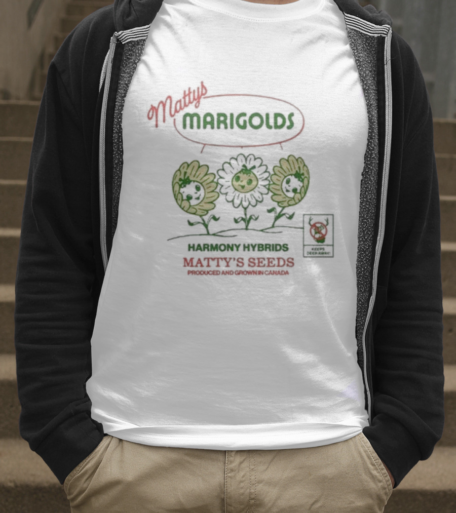 Matty's Marigolds Harmony Hybrids Matty's Seeds Produced And Grown In Canada T-Shirt
