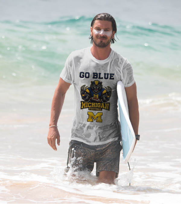 Go Blue Michigan Football Wolverine Mascot M T-Shirt
