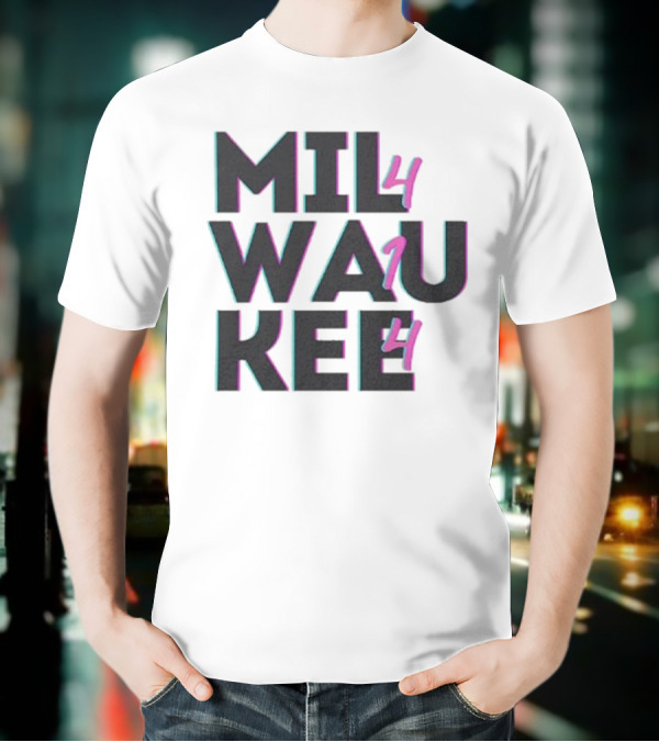 Milwaukee 414 Vintage Neon Typography Bold Statement T-Shirt